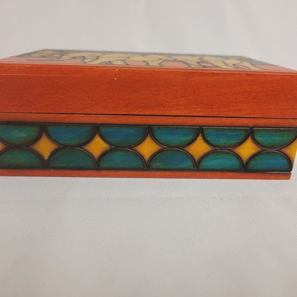 Carved and Painted Wood Elephant Box - Picture 4 of 11